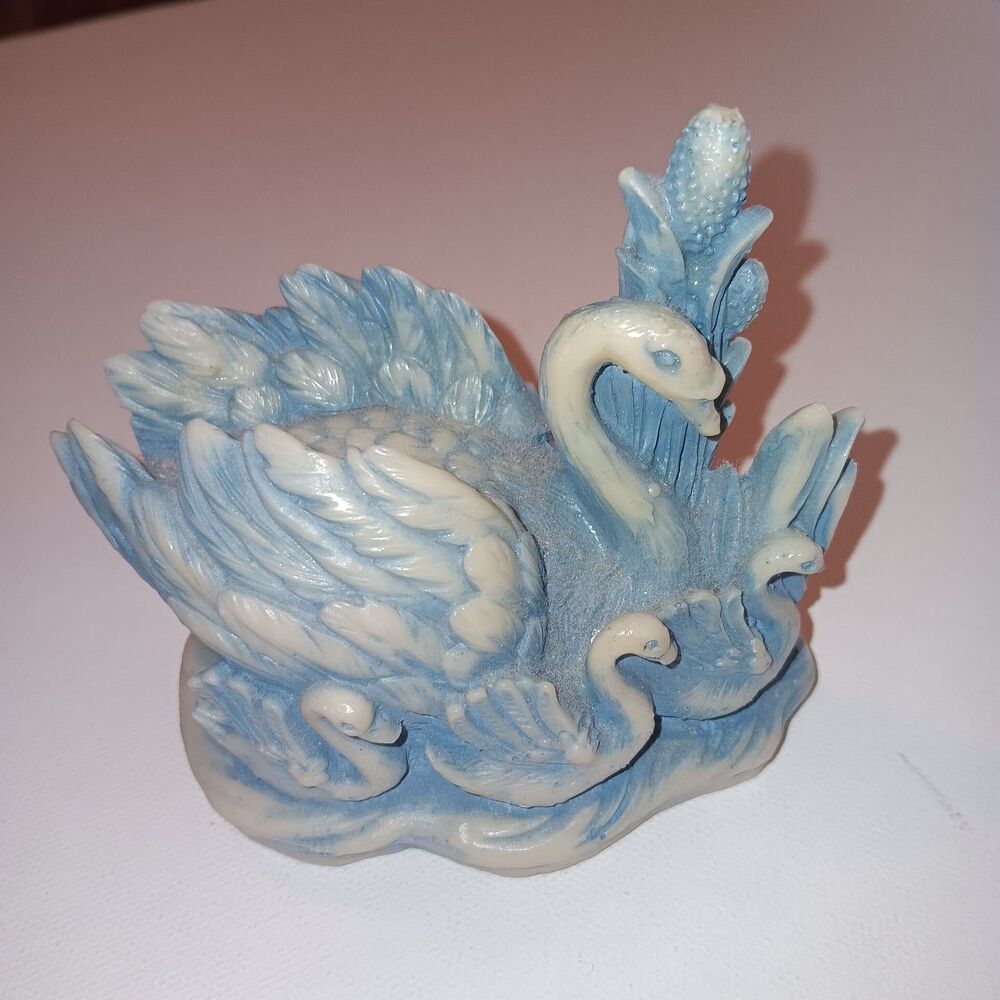 Vintage Blue White Marble Swan Figurine Handcrafted in Georgia